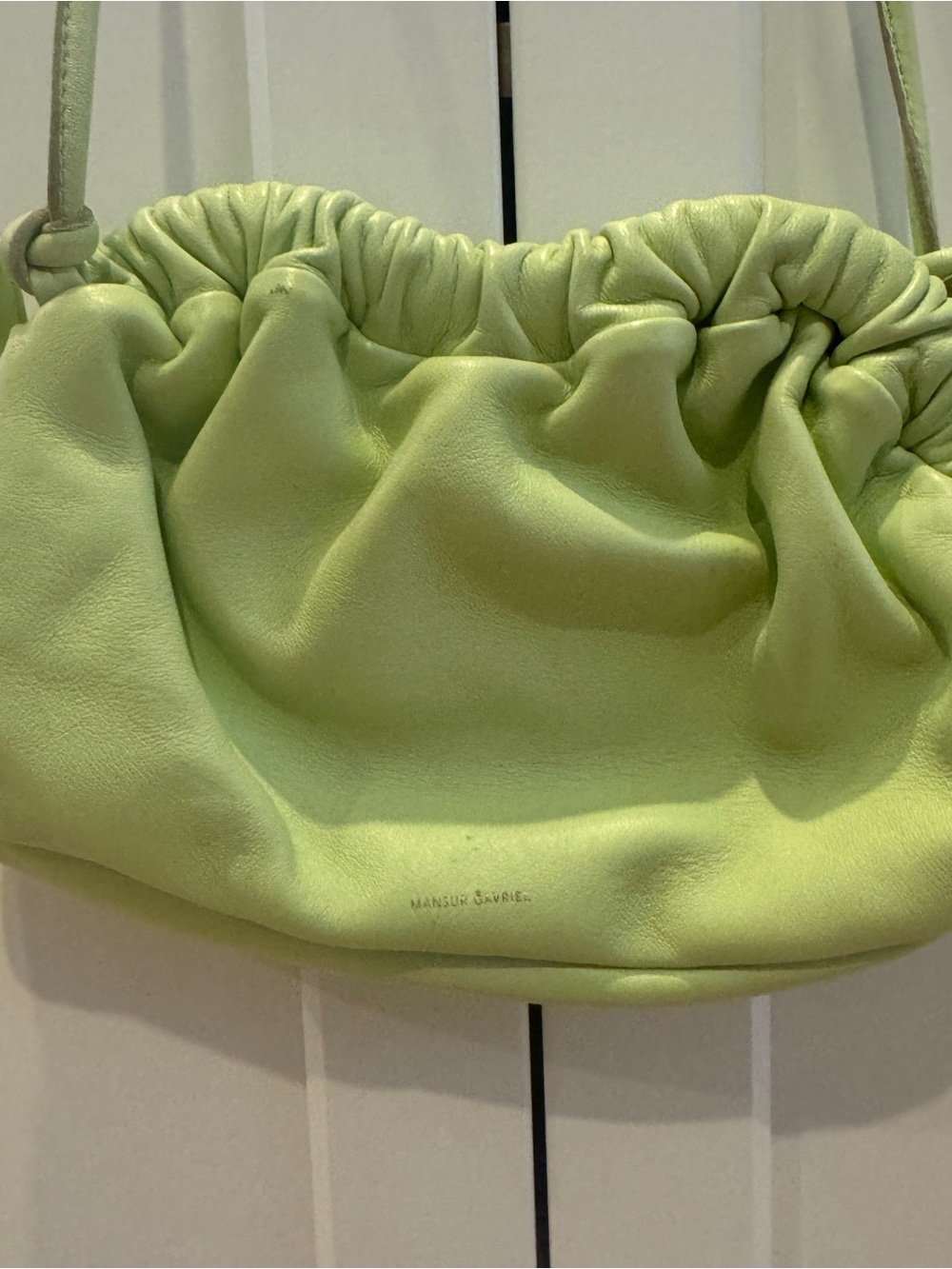 Mansur Gavriel Lime Green Ruched Shoulder Bag